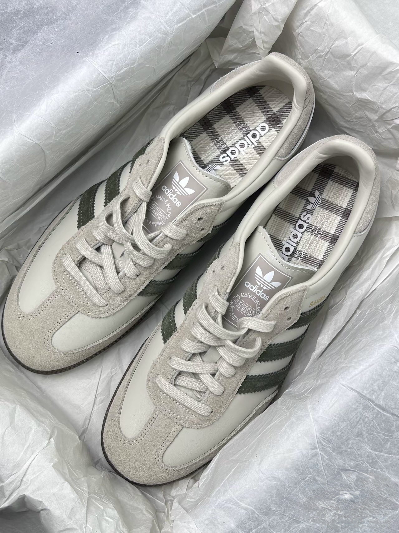 KTQ STORE ‧ Adidas originals SAMBA OG 格紋 奶綠 JR0893