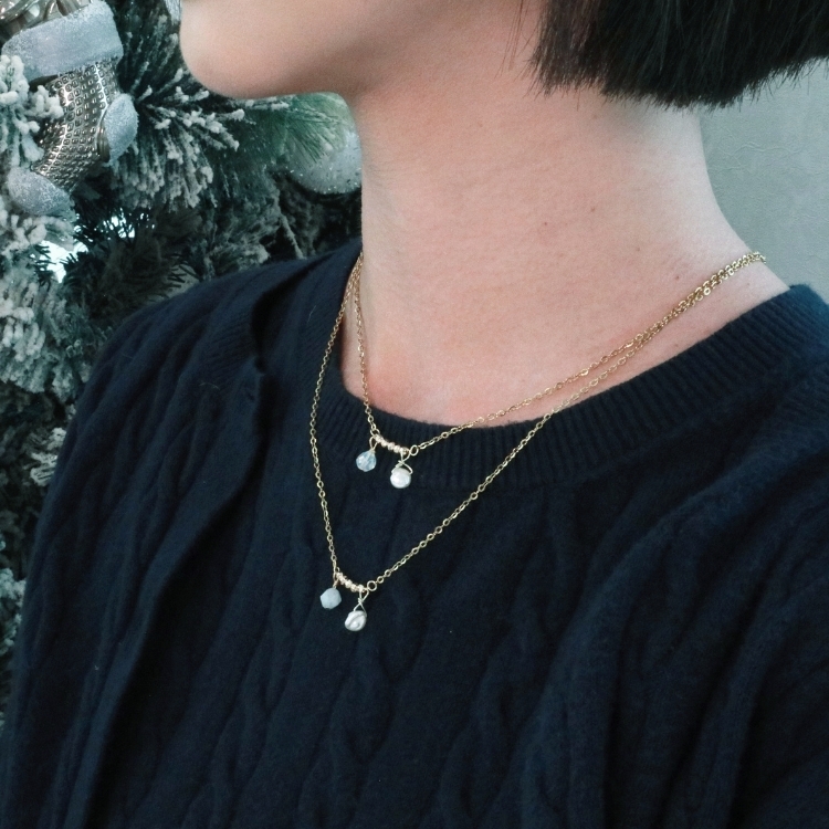 微笑蹺蹺板 Smiley Seesaw Necklace 蛋白石 / 海藍寶 巴洛克珍珠 鈦鋼項鍊 獨家設計款