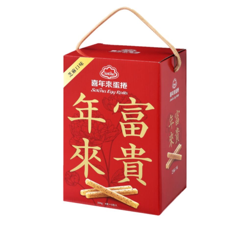 （箱購）喜年來 芝麻蛋捲大發禮盒384g(x6盒/箱)