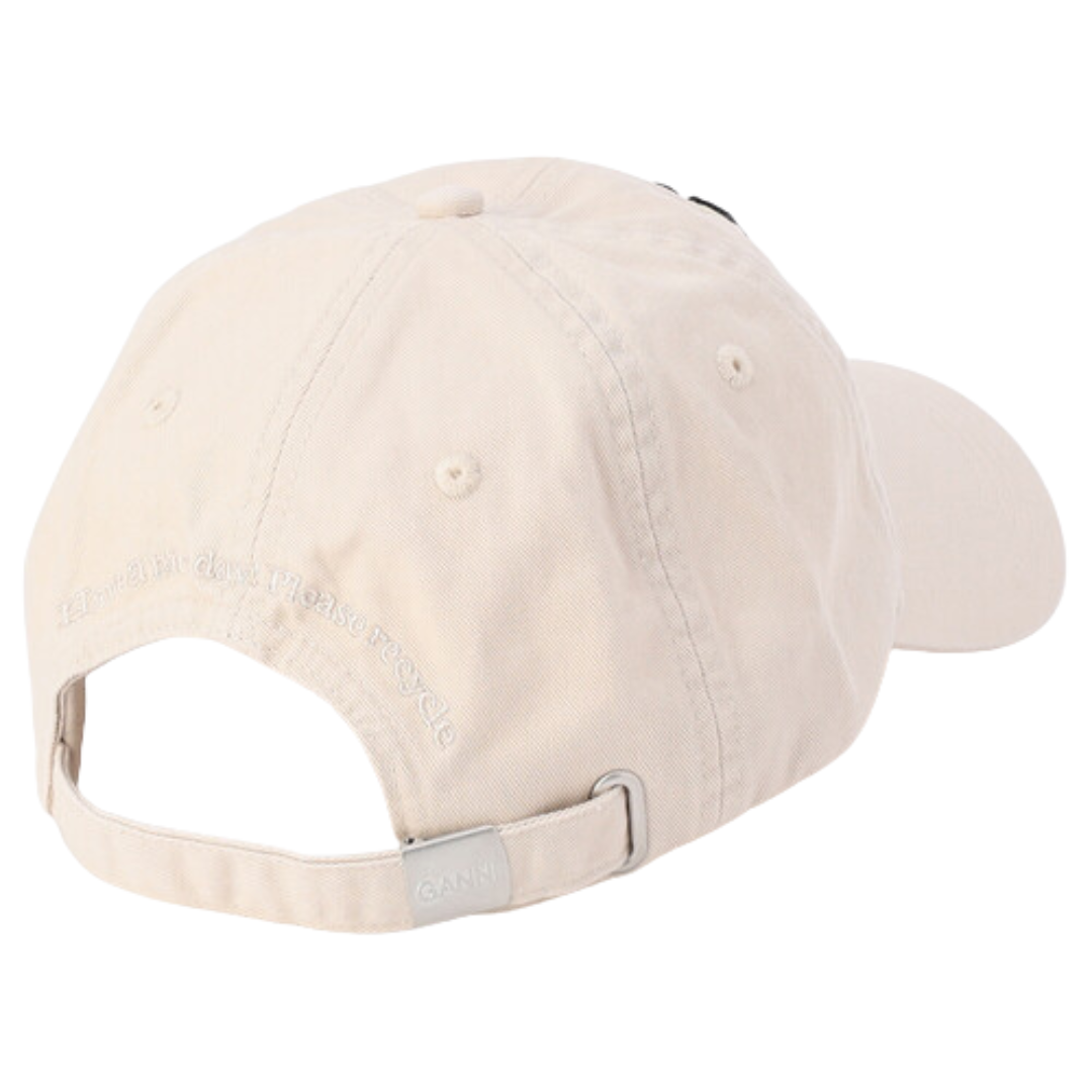 1VT1119-025 GANNI Washed Cotton Canvas Cat Cap White #A7096 (P-EU-E)