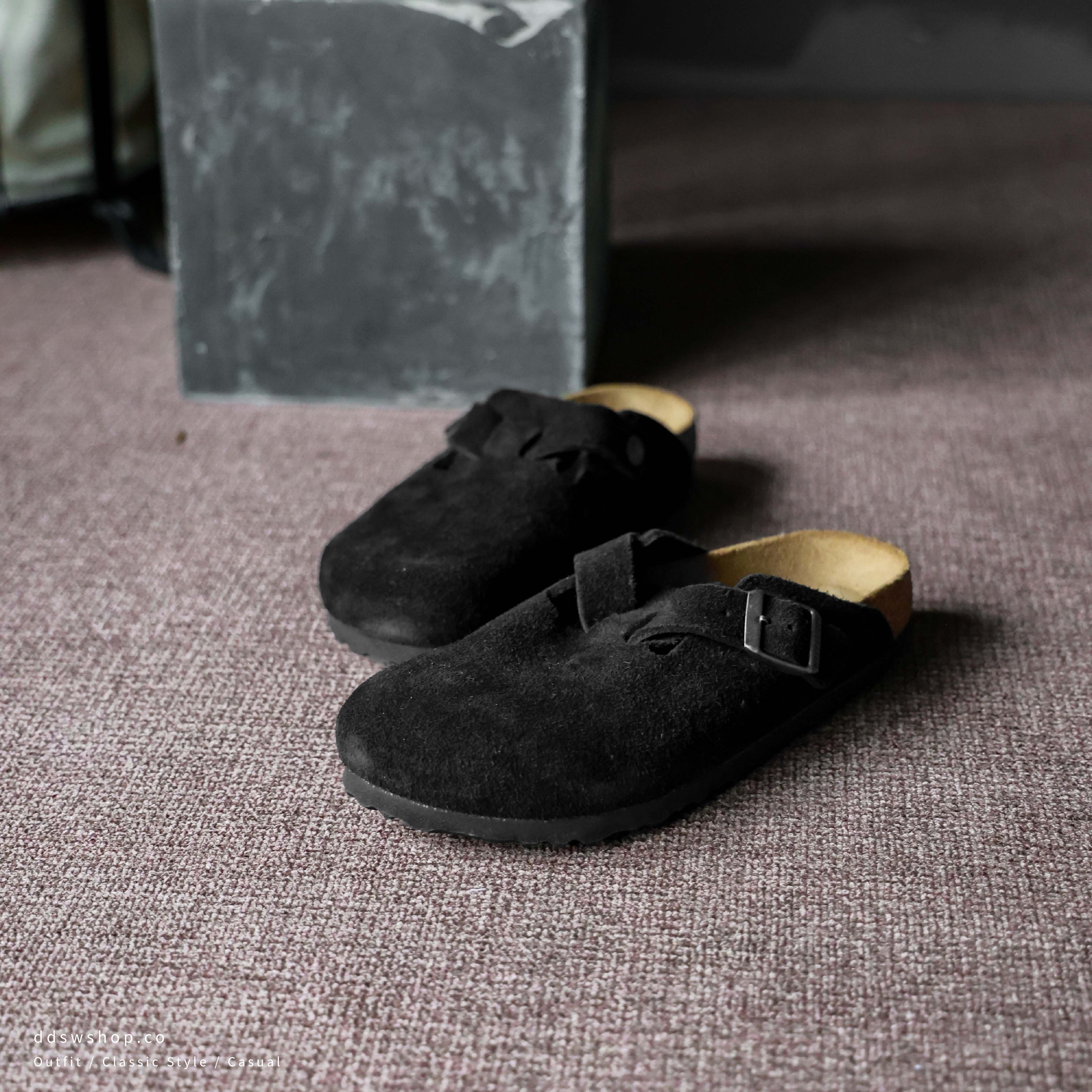 "現貨"Birkenstock Boston "Black" 勃肯拖鞋 麂皮