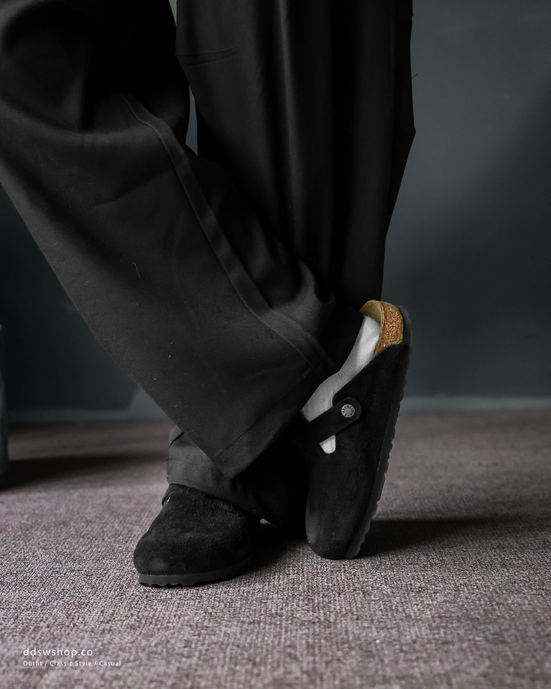 "現貨"Birkenstock Boston "Black" 勃肯拖鞋 麂皮