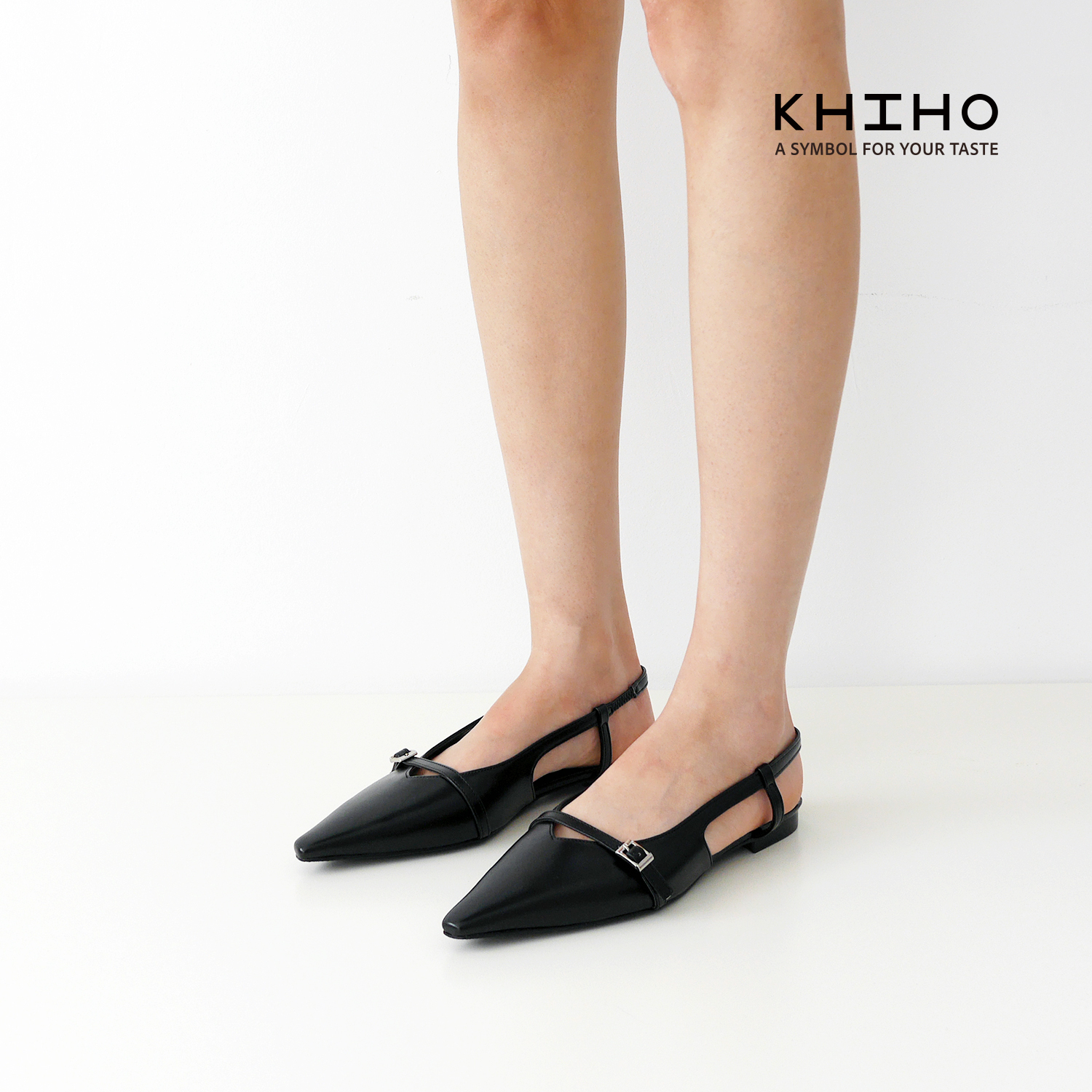 KHIHO BELLA FLAT SLINGBACKS K24-SH014 BK