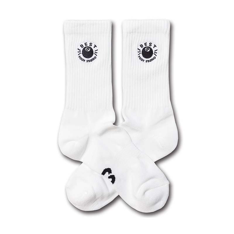 BFF 8Ball Socks 8號球 白色 中筒襪  BF24016-WH [台灣現貨]
