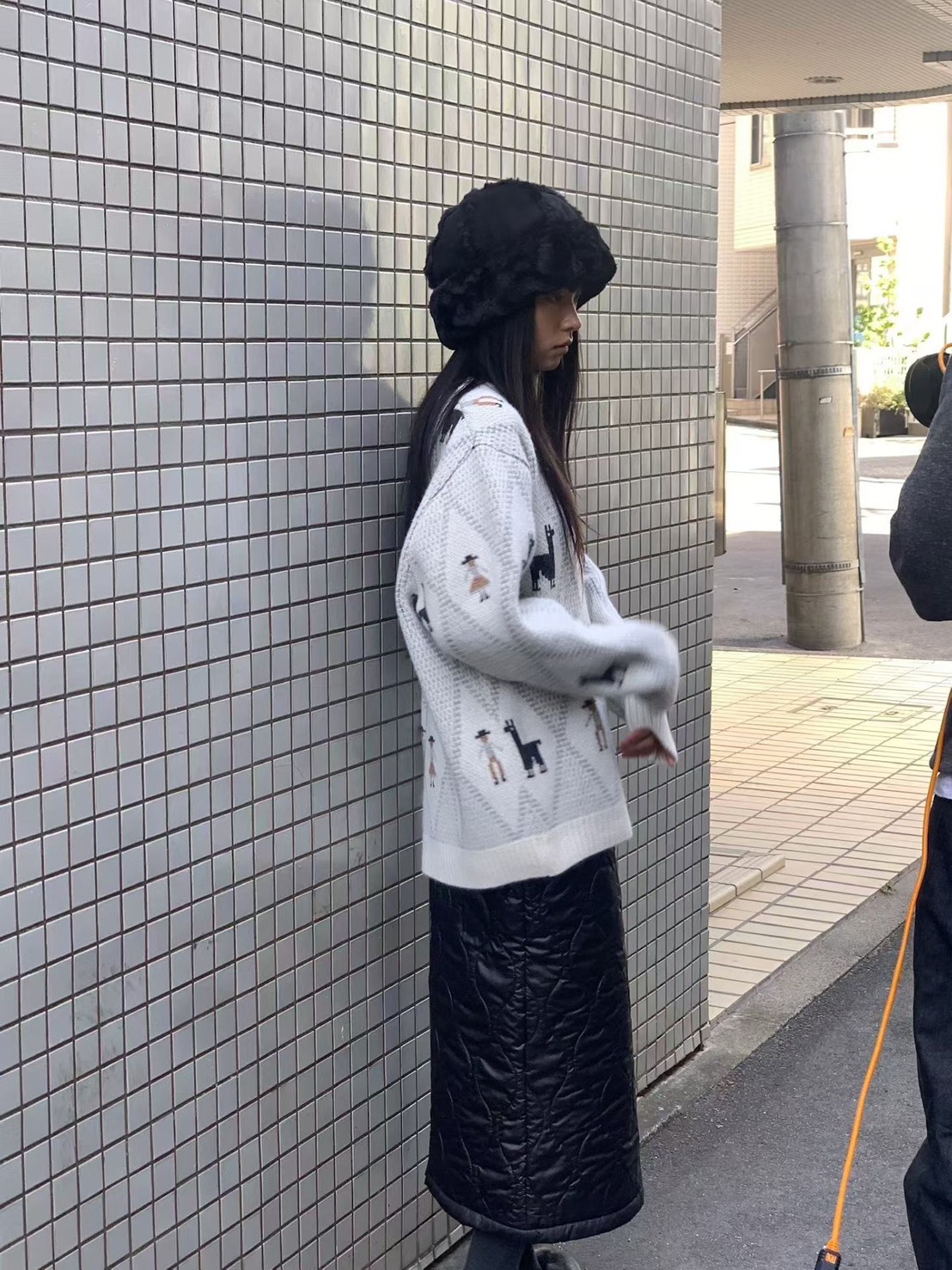 菱格羊駝圖厚磅毛衣