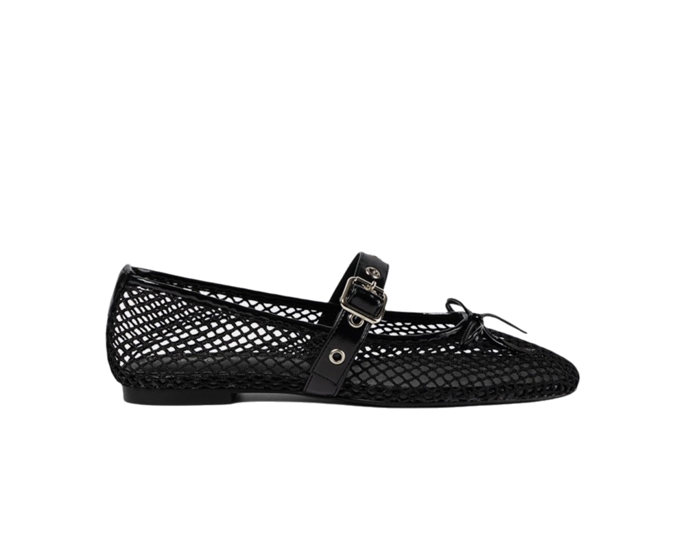 KHIHO MESH BUCKLE STRAP BALLERINA FLAT K25-SH015 BK