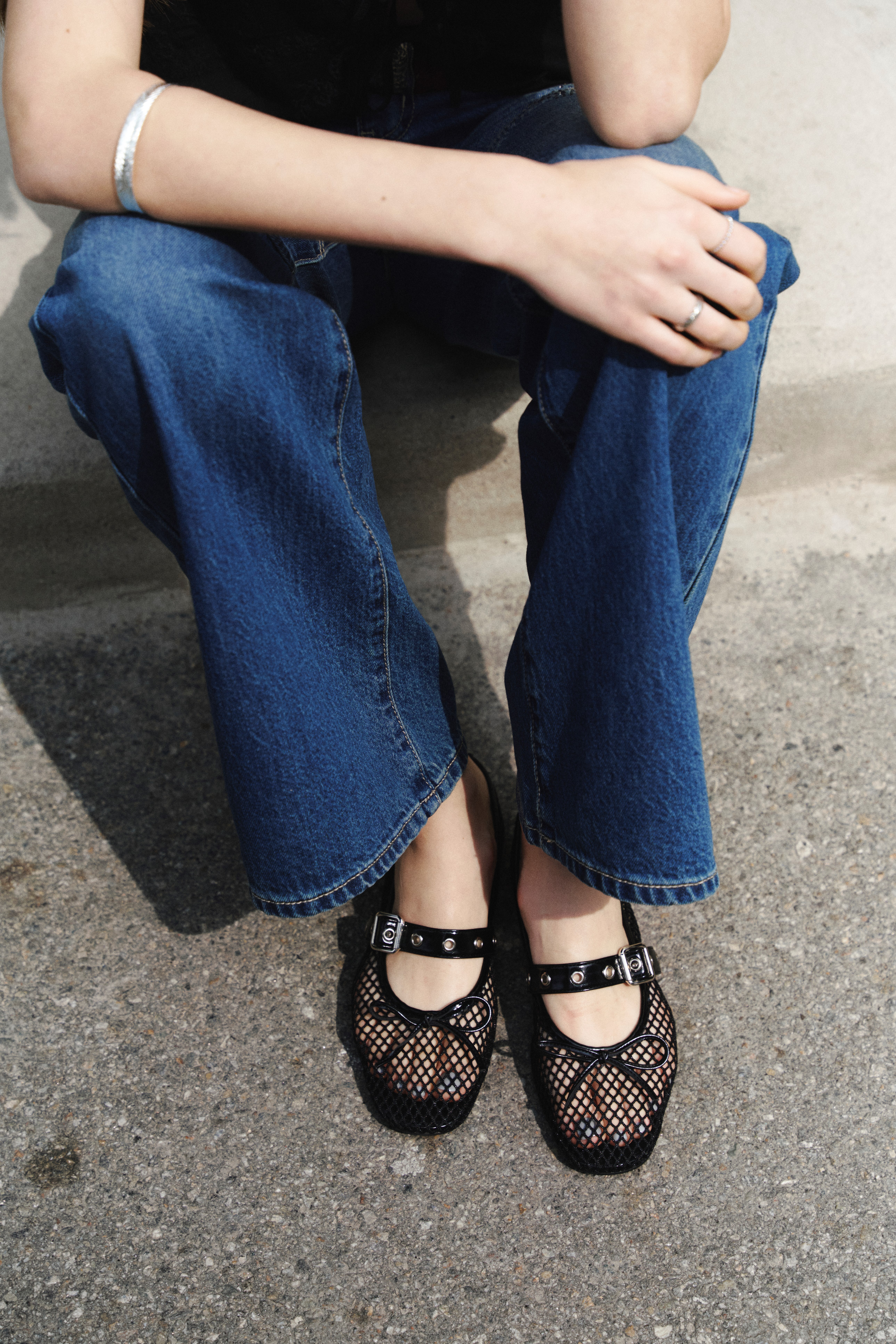 KHIHO MESH BUCKLE STRAP BALLERINA FLAT K25-SH015 BK