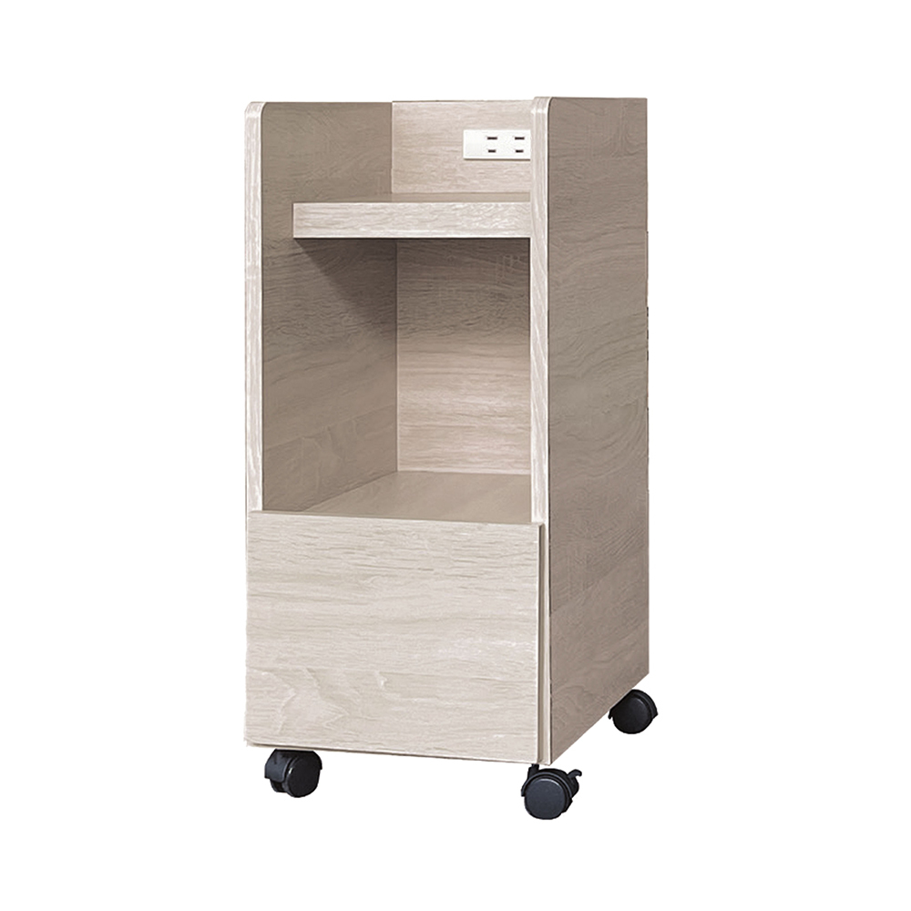 喬伊斯1尺附輪活動式床頭櫃/單抽收納櫃/開放格置物櫃-附插座(四色可選)