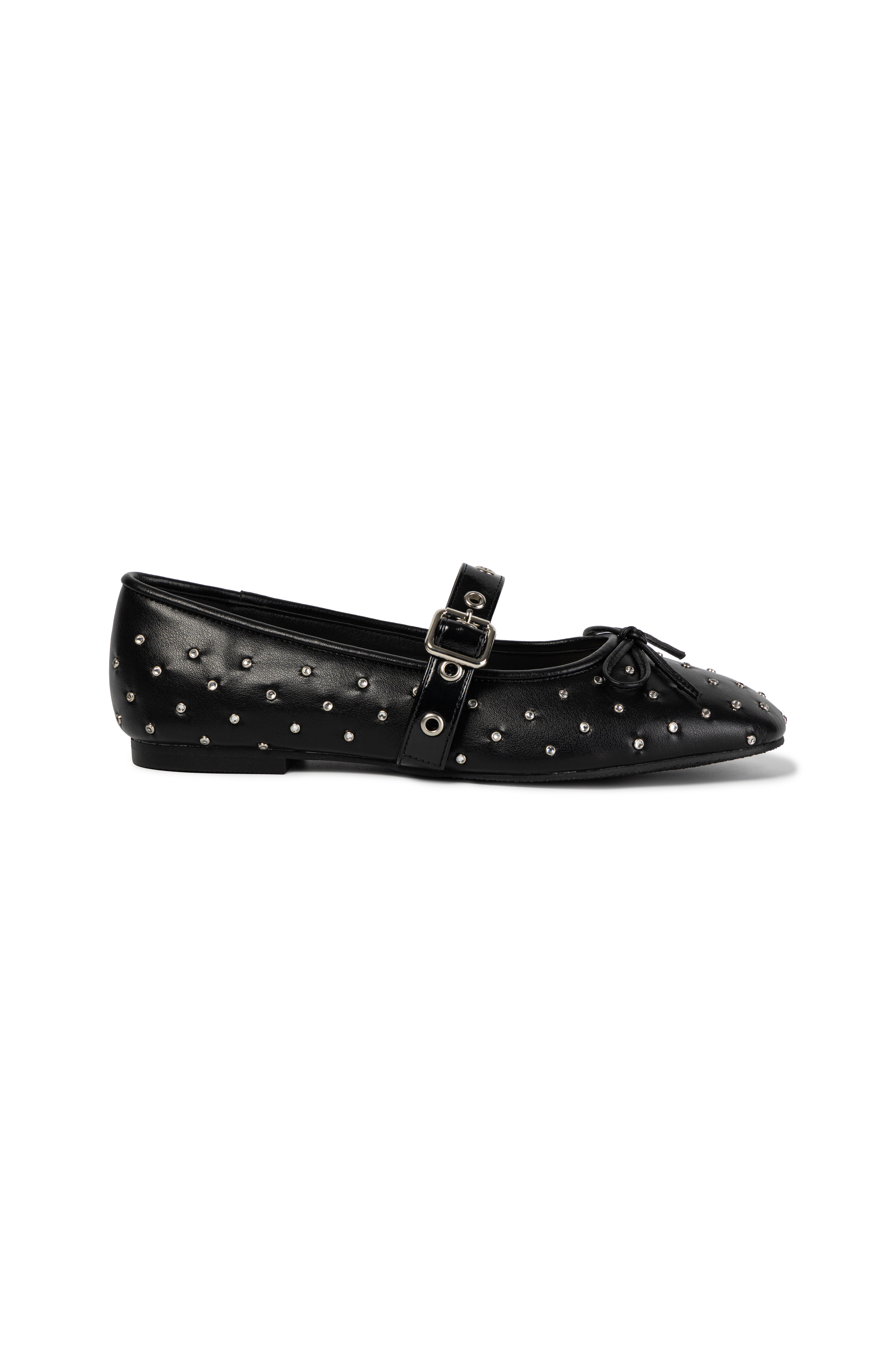 KHIHO CRYSTAL BUCKLE STRAP BALLERINA FLAT K25-SH033 BK