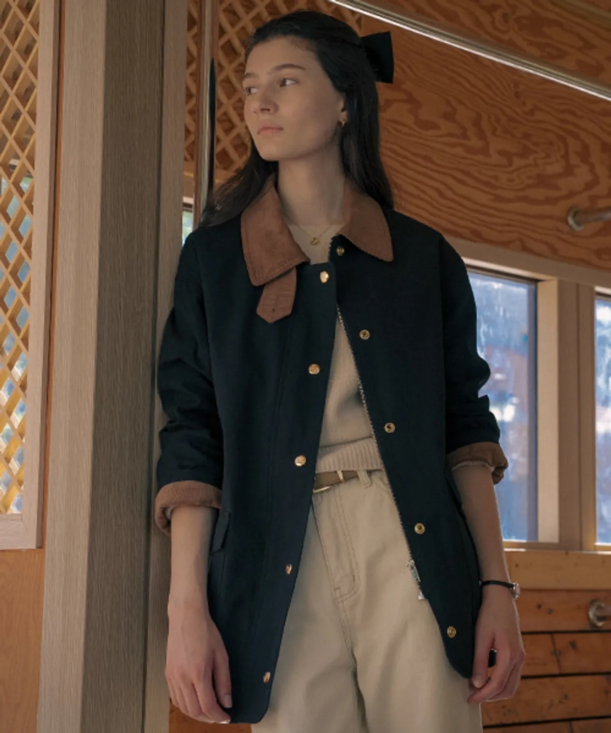 TILLIDIE Coloring Collar Point Utility Jacket