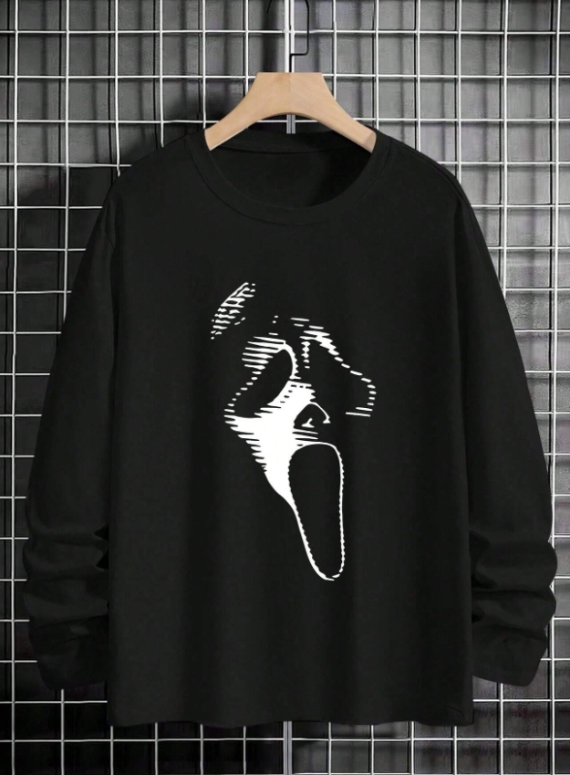 KADMAX大尺碼-秋冬骷髏簡約logo大學TEE〈KSMS2636〉