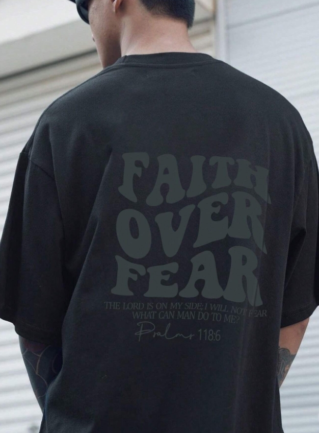 KADMAX大尺碼-大碼男圓領征服恐懼印花短袖TEE〈KSMS2637〉