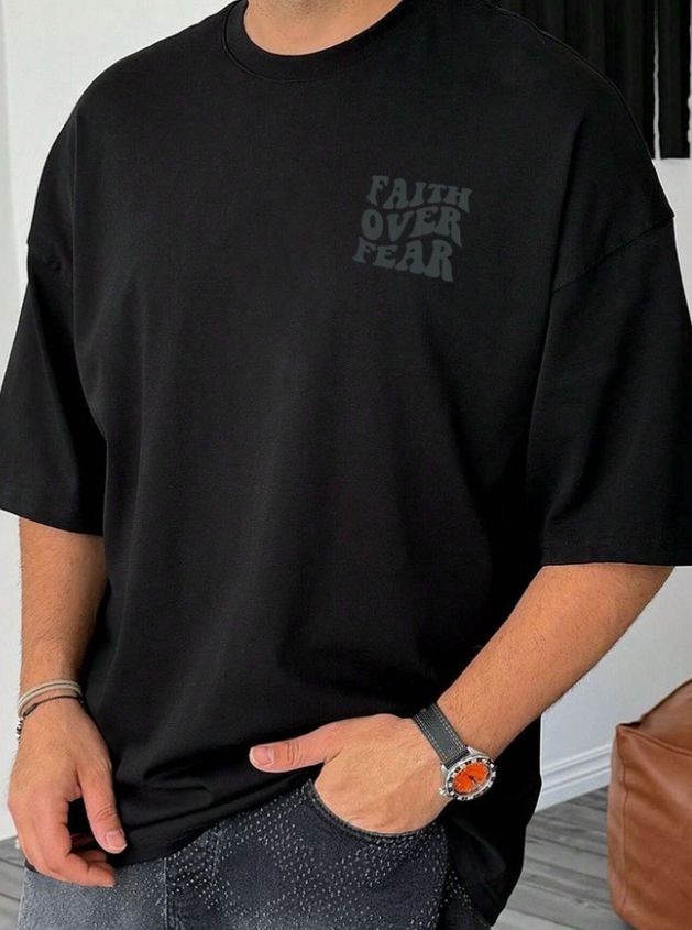 KADMAX大尺碼-大碼男圓領征服恐懼印花短袖TEE〈KSMS2637〉