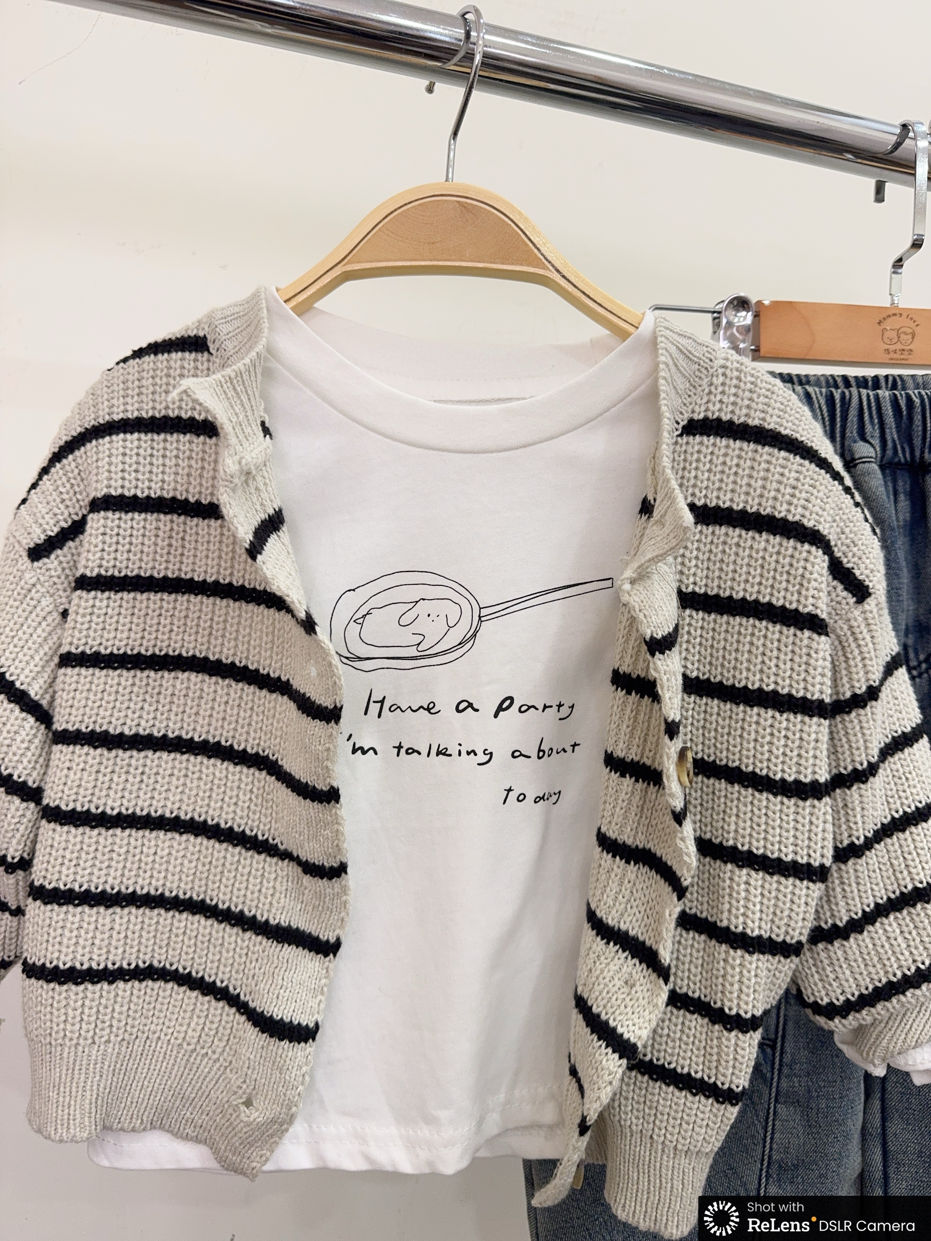 8187條紋針織外套兩件組