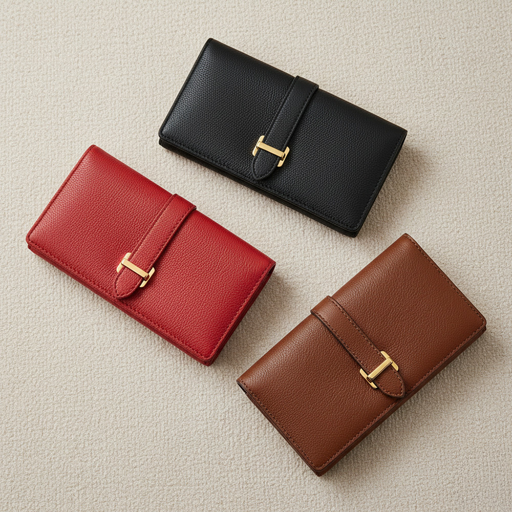 Emery 真皮金釦長夾(多色可選)