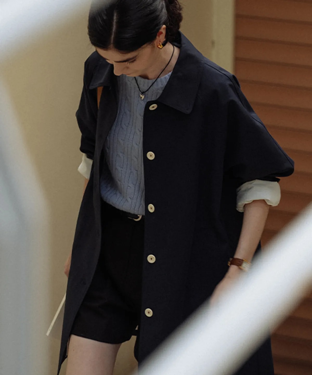 TILLIDIE Stitch Raglan Trench Coat