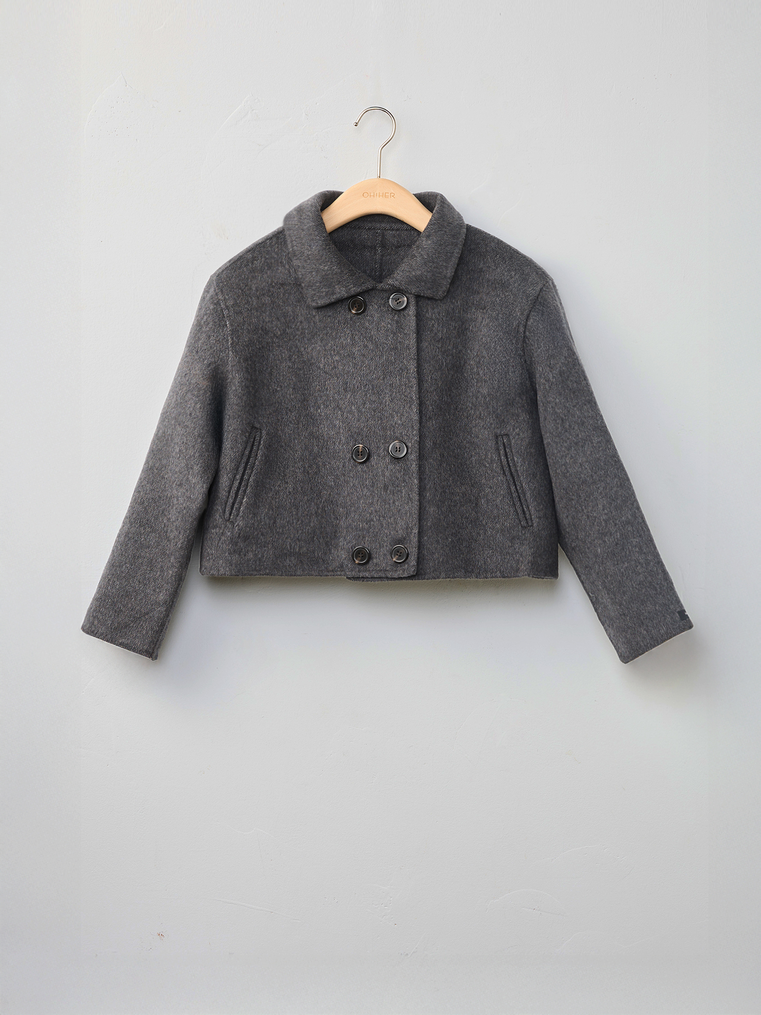 高級感立領羊毛短外套(100%綿羊毛）