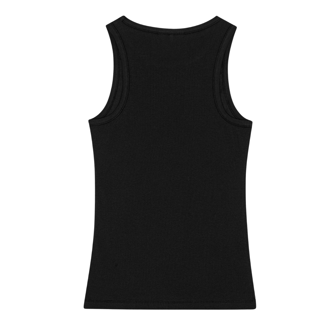 1VT1119-027 GANNI Soft Cotton Rib Tank Top Black #T3898 (C-EU-E)