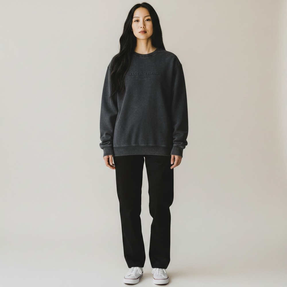 KANGOL 長袖 水洗 大學T 黑 LOGO 中性 6555100610