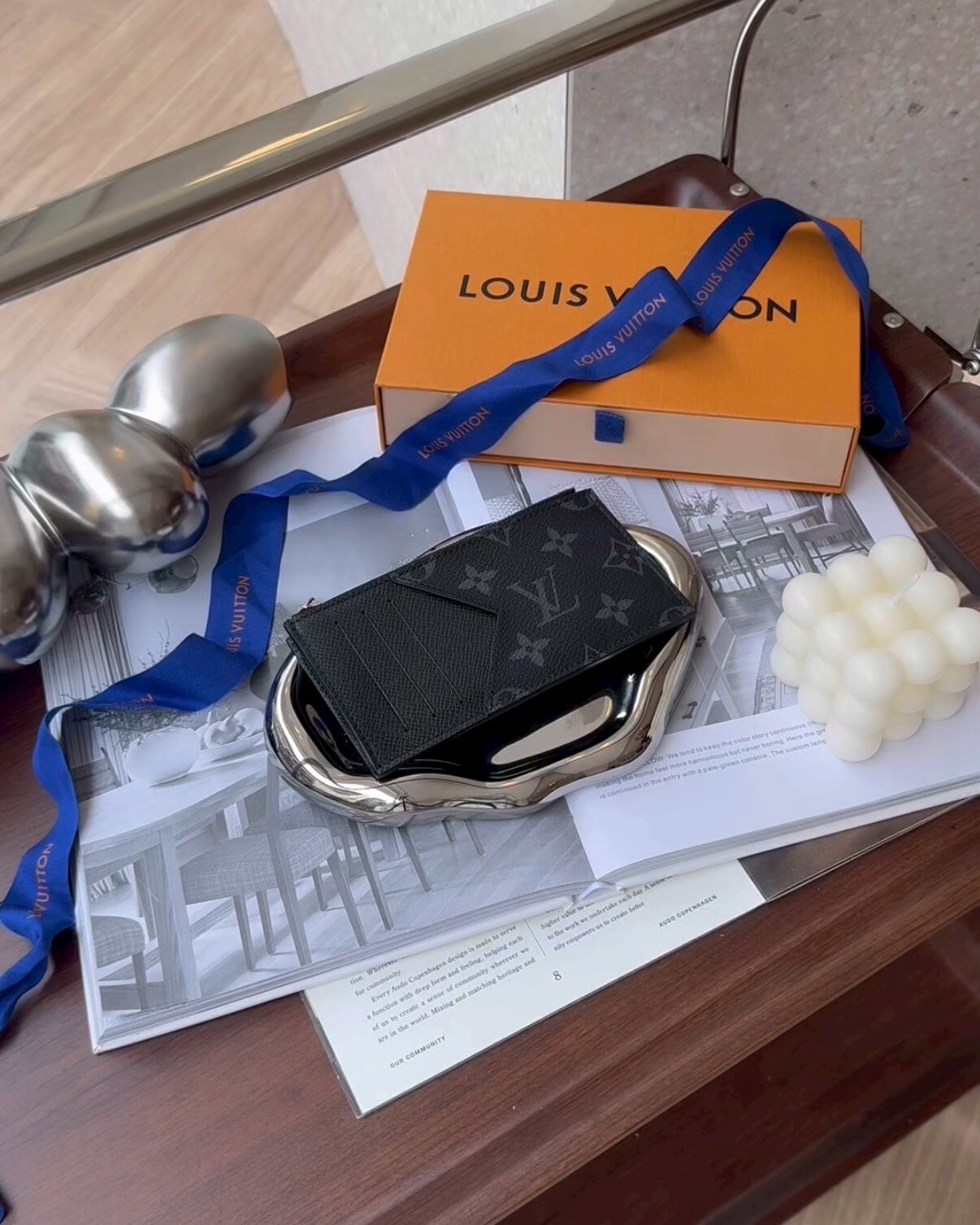 LV｜一字拉鍊零錢卡夾 黑色老花 M30271