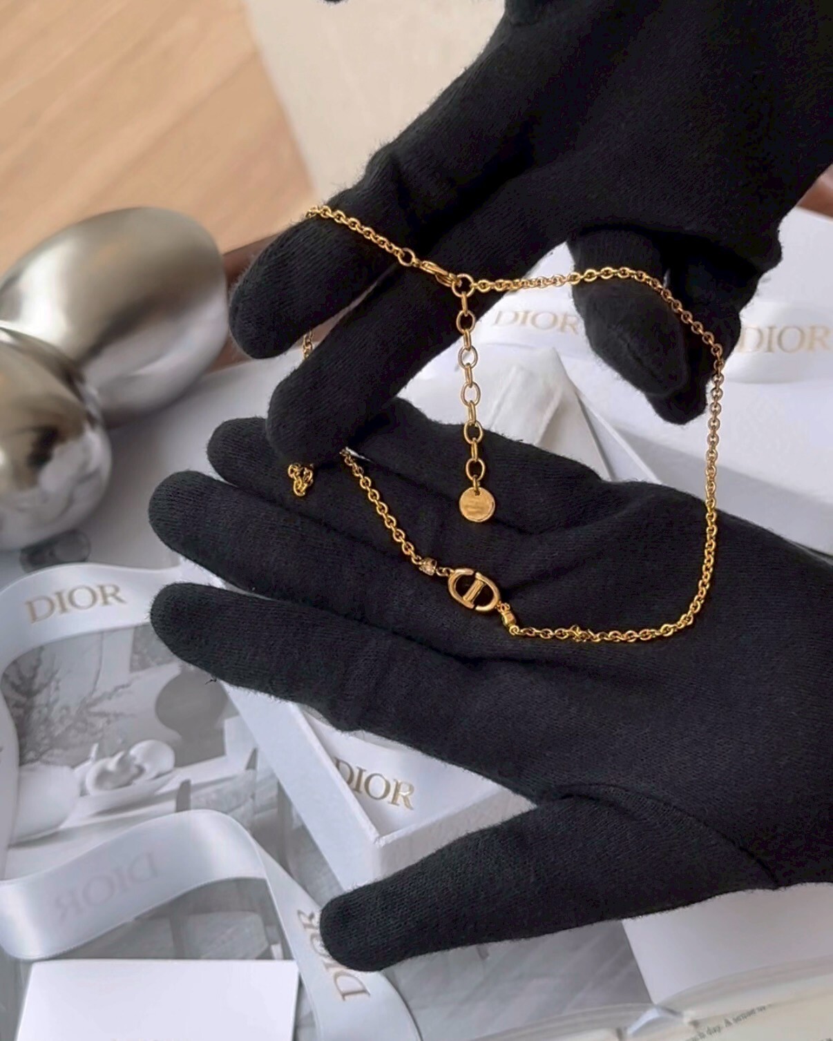 DIOR｜帶鑽豬鼻經典項鍊 金色