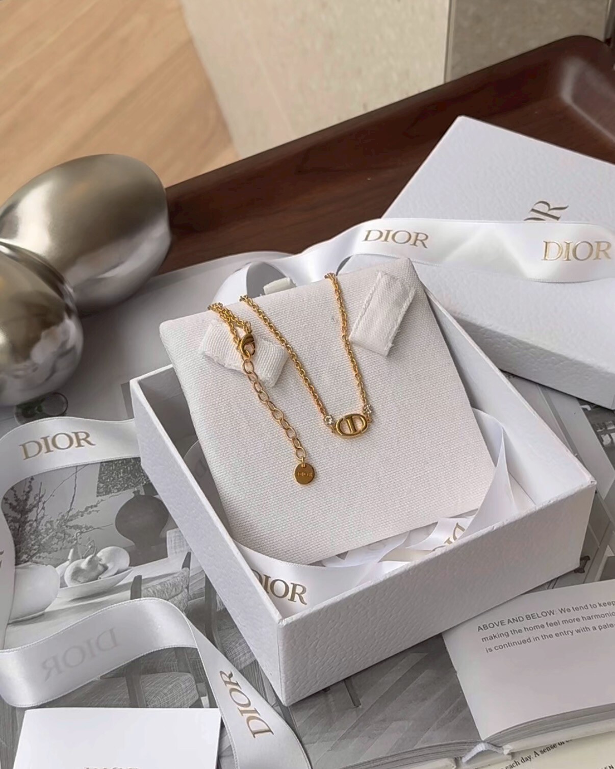 DIOR｜帶鑽豬鼻經典項鍊 金色