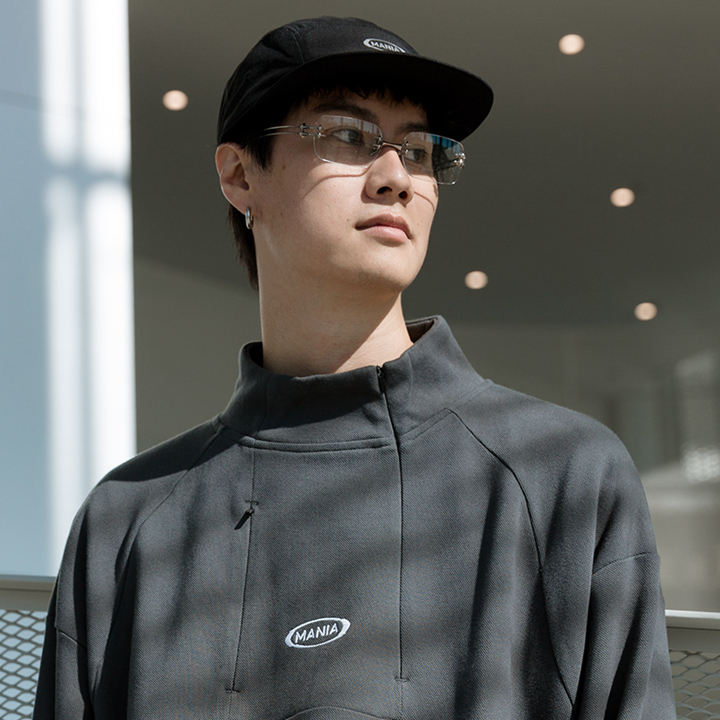 MANIA 抗撕裂5分割帽 吸濕排汗 黑/灰 25 A/W Short Visor 5-Panel Cap