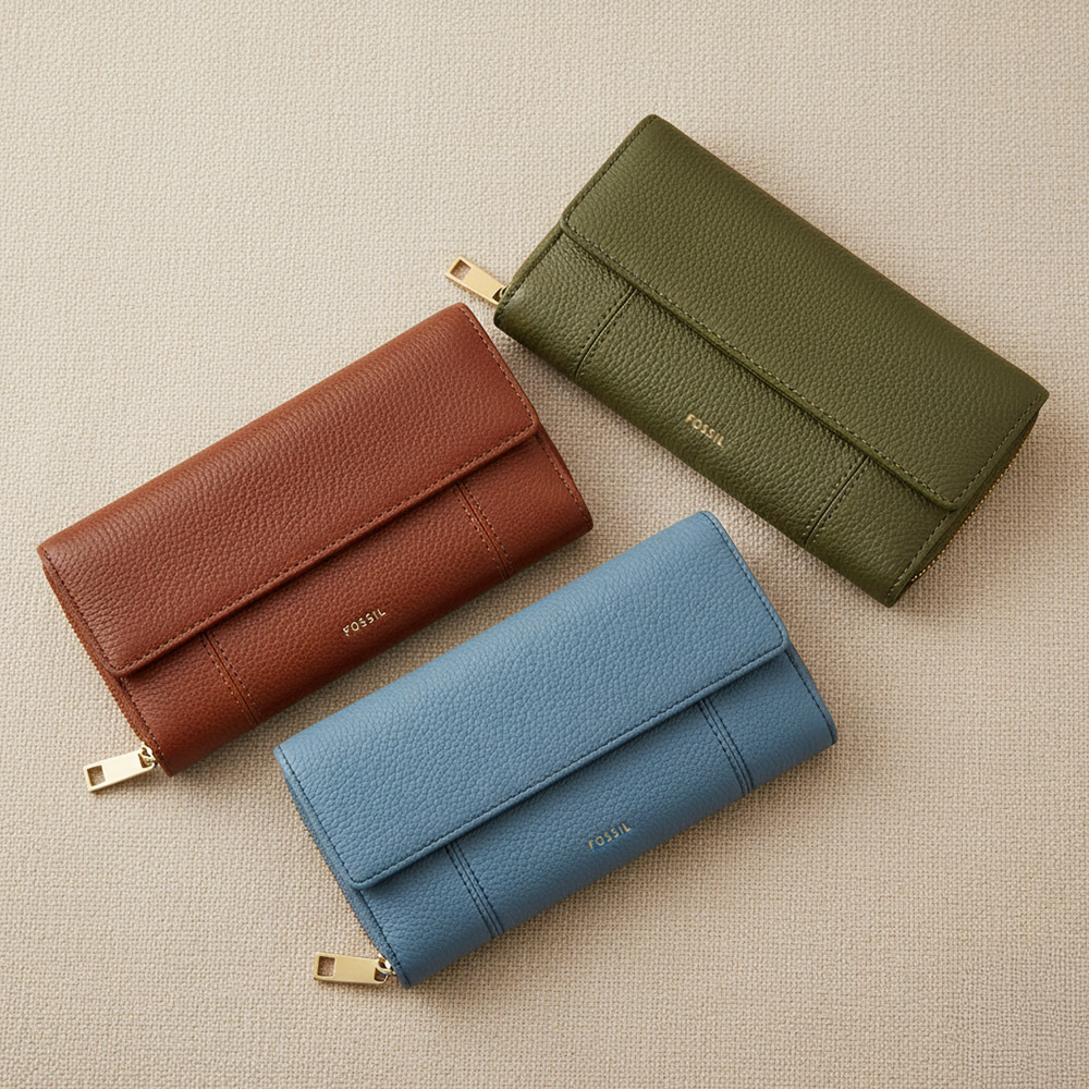 Jori 真皮翻蓋拉鍊長夾 (多色可選)