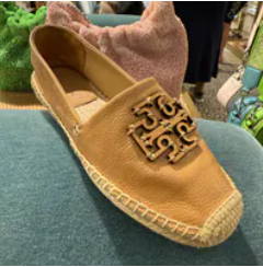 PS53 Tory Burch 167899 Cut-Out Logo Leather Espadrille Ginger Shortbread 200