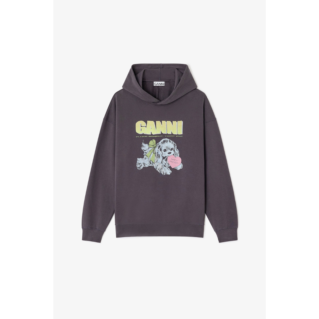 1VT1119-007 GANNI Puppy Hoodie Dark Grey #T4360 (C-EU-E)