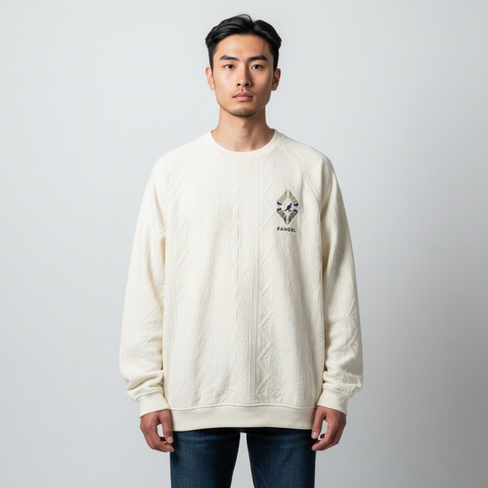 KANGOL 長袖 圖騰  大學T 米白 LOGO 中性 6555100682