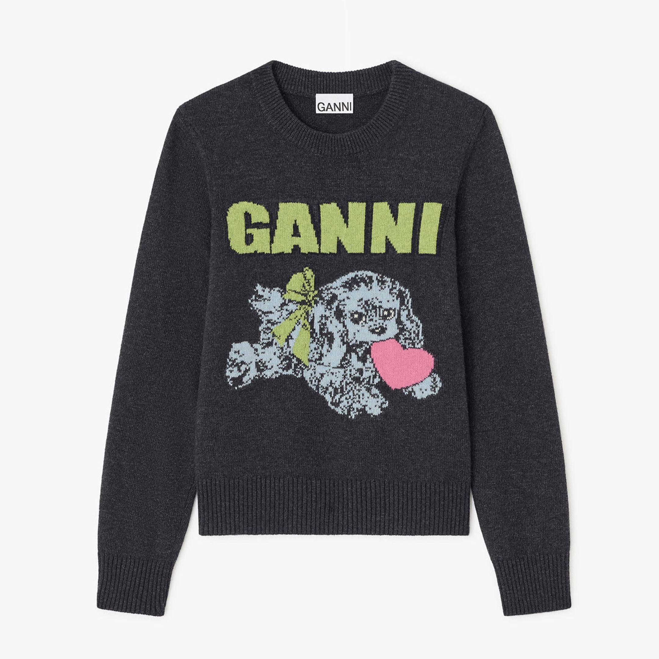 1VT1119-062 GANNI Puppy Wool Jumper Dark Grey #K2597 (C-EU-E)
