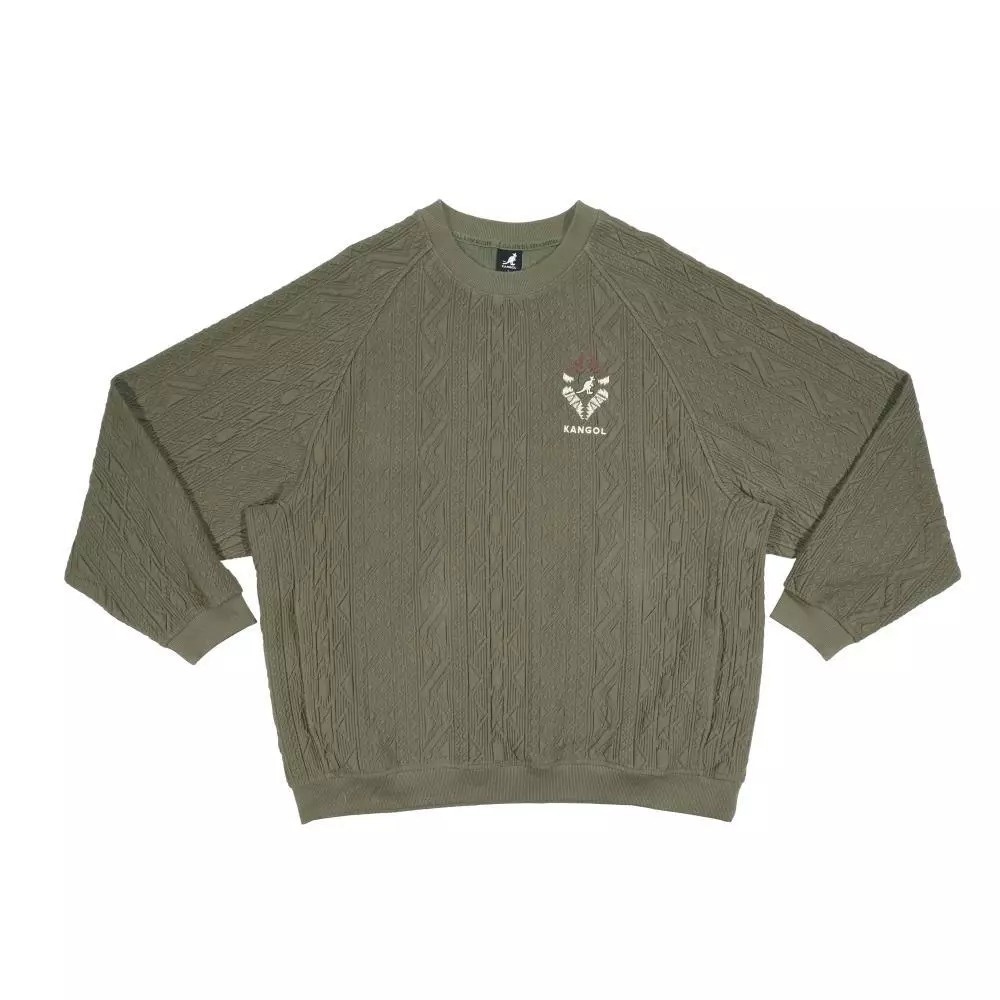 KANGOL 長袖 圖騰  大學T 綠 LOGO 中性 6555101572