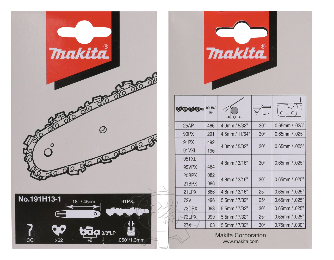 ＊中崙五金【附發票】牧田18吋(450mm) 鏈鋸鏈條 191H13-1 鍊條 62目 適UC011/14/15/16G