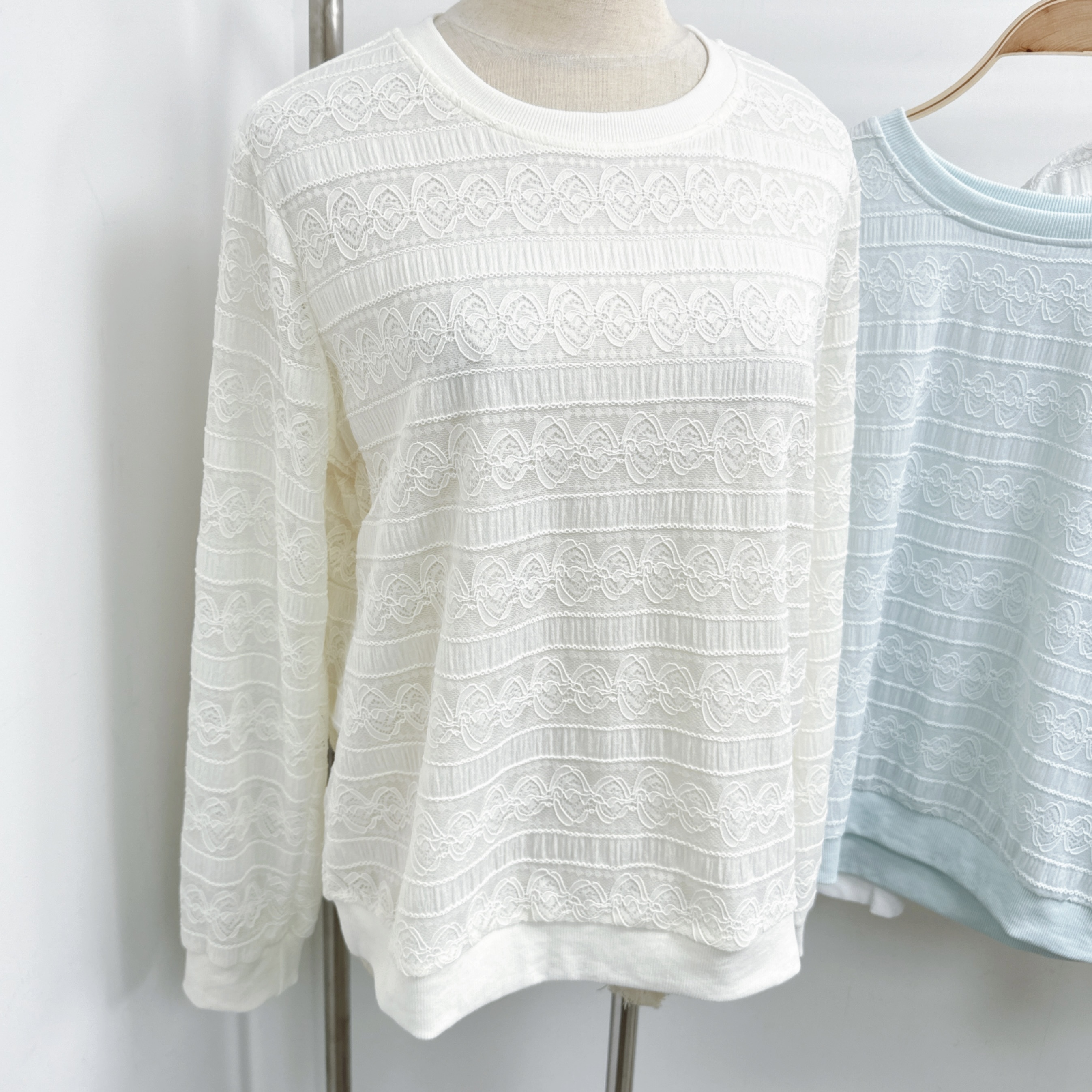 羅紋橡筋拼邊喱士花紋間TOP (K37-K41)