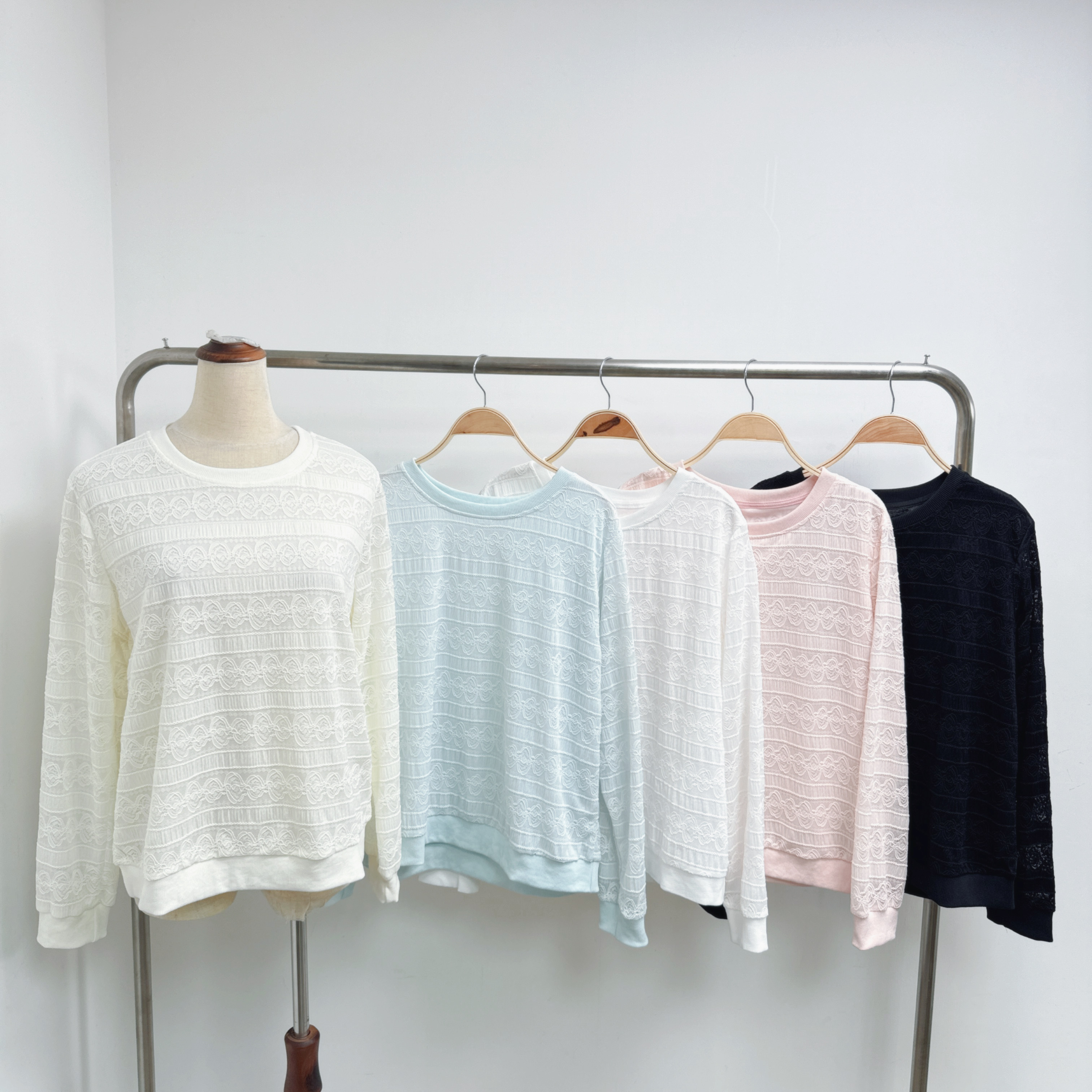 羅紋橡筋拼邊喱士花紋間TOP (K37-K41)