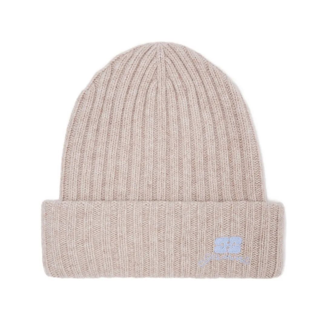 1VT1119-048 GANNI Beige Wool Knit Beanie#A6929/934 Sand/Program 5953 (P-EU-E)