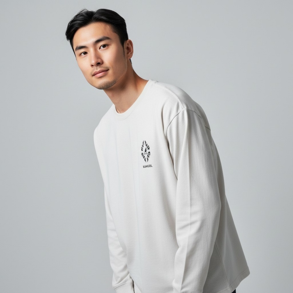 KANGOL 長袖 淺灰 圖騰 薄長T 中性 6555107011