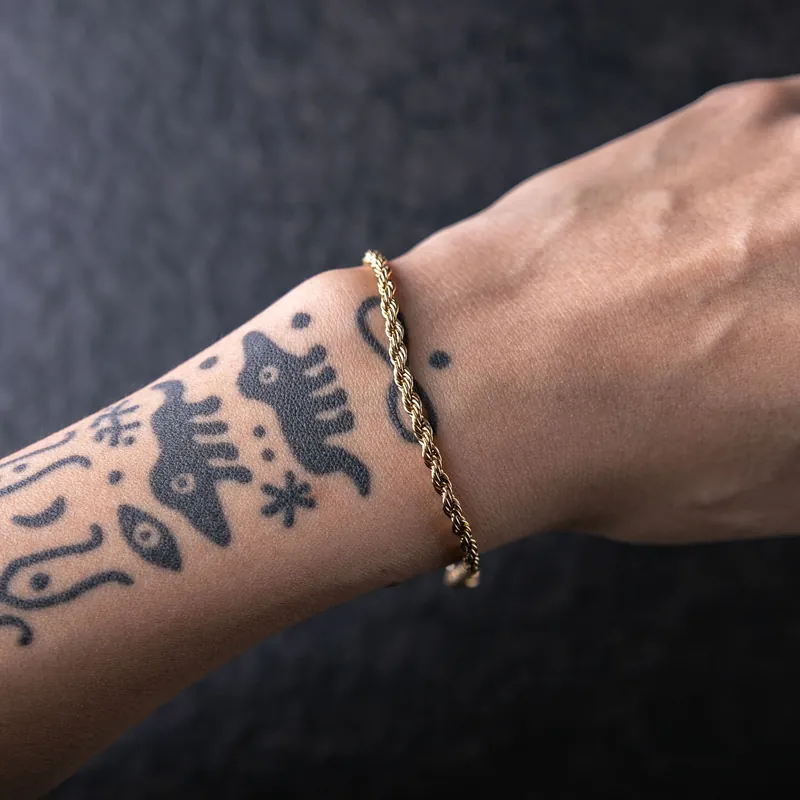 代購-<500元左右交換禮物>Gold Coast 3mm醫療鋼麻花手鍊