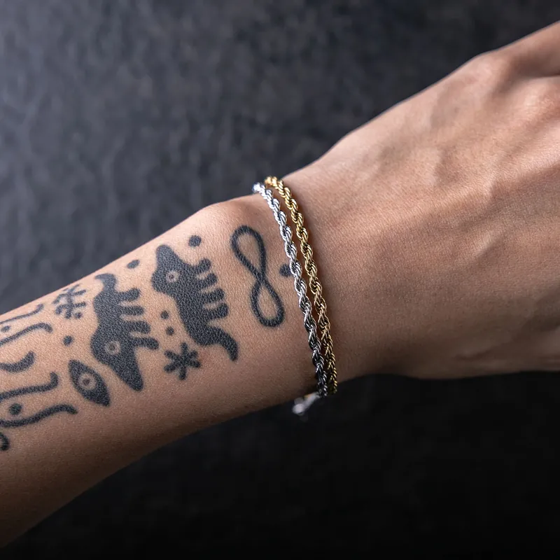 代購-<500元左右交換禮物>Gold Coast 3mm醫療鋼麻花手鍊