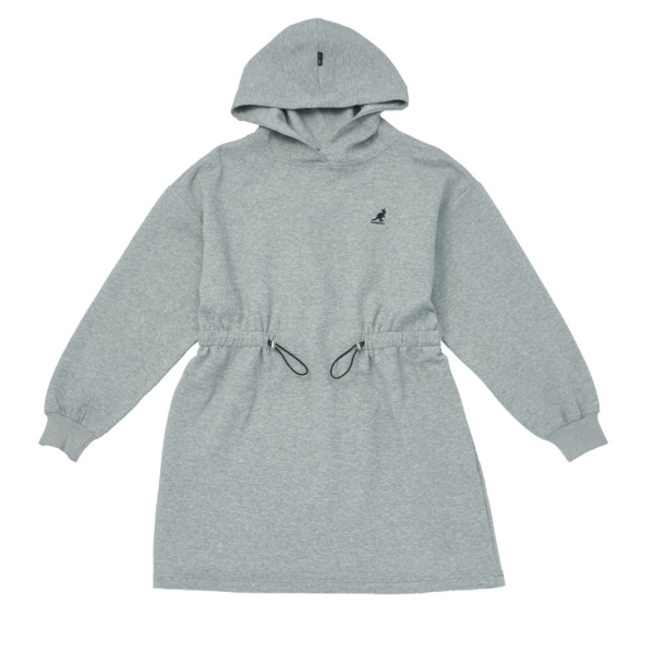KANGOL 洋裝 淺灰 腰身 連帽 連身裙 女 6452158011
