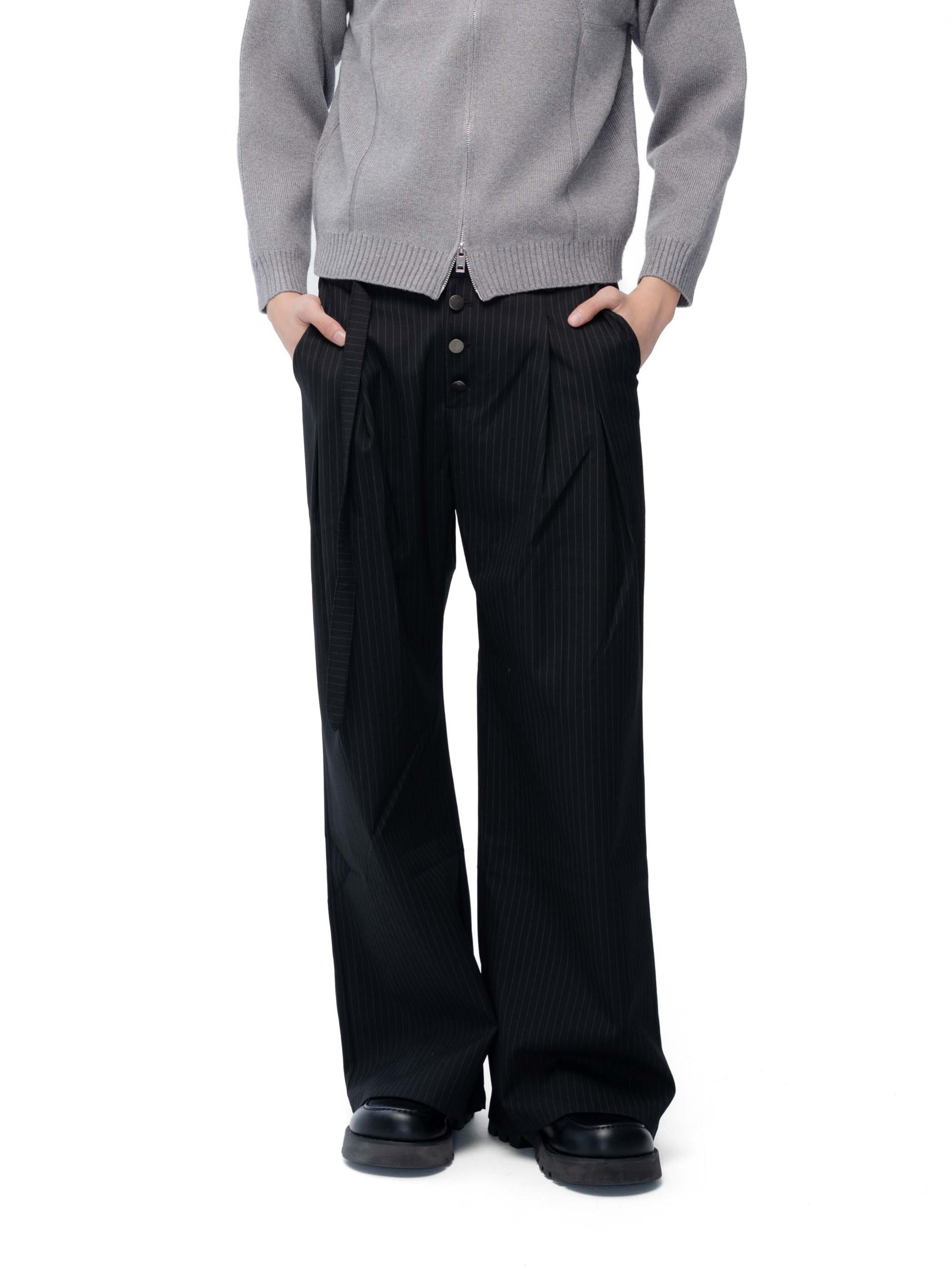 ACR 條紋 排釦 立體 通勤 西裝褲