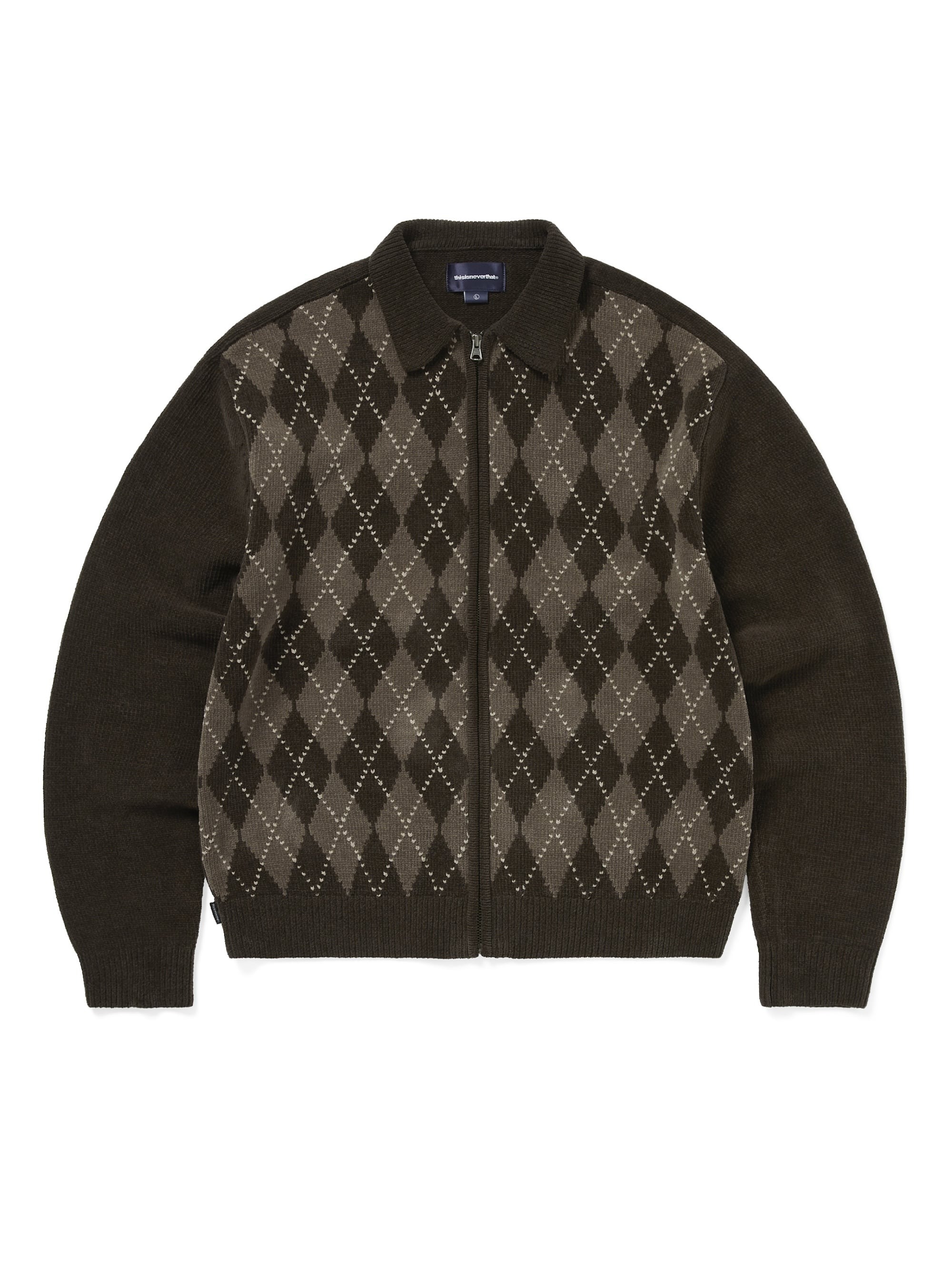 thisisneverthat Argyle Zip Knit Cardigan