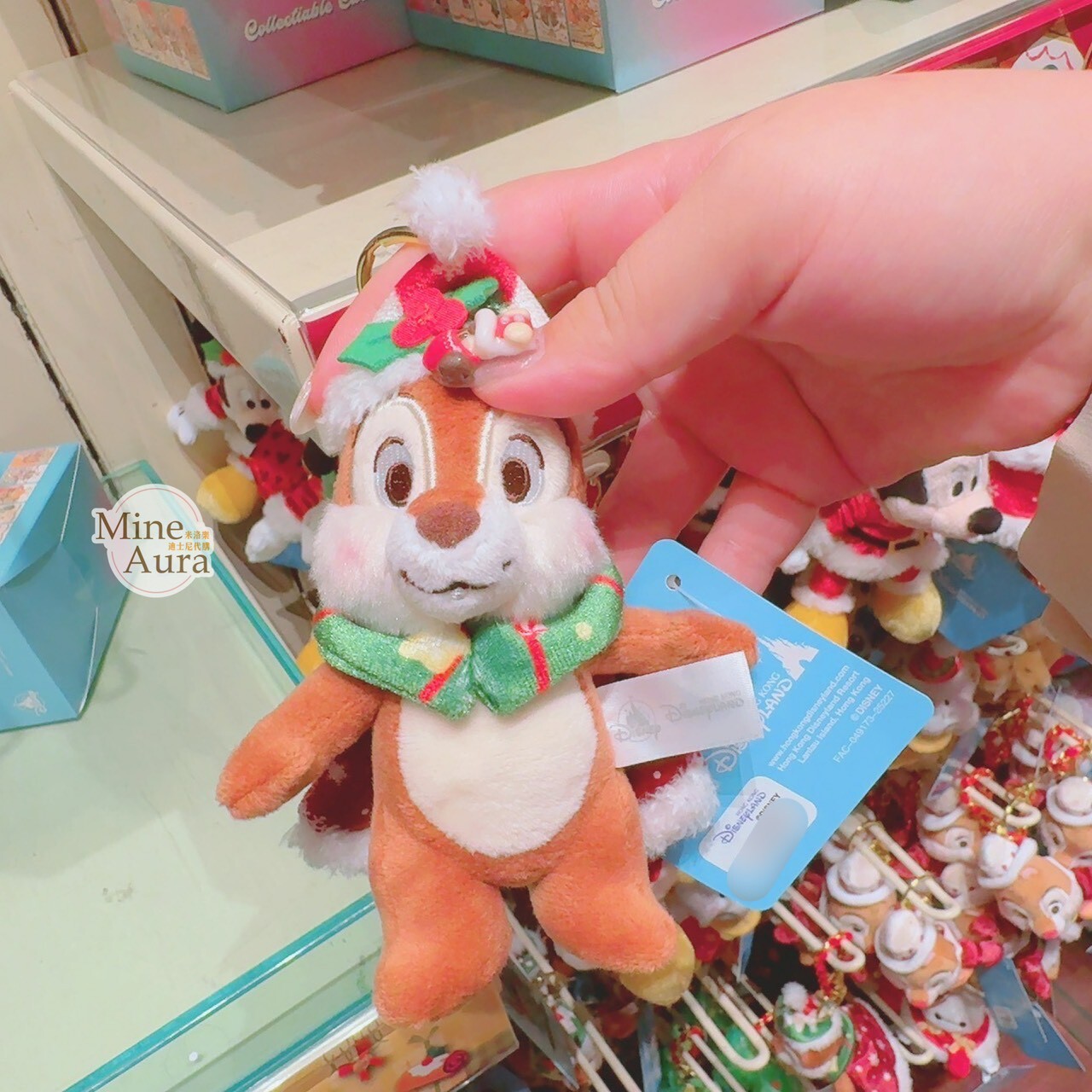 聖誕節系列 黑鼻 奇奇 Chip 絨毛 吊飾 鑰匙圈 奇奇蒂蒂 Chip 'n Dale -香港迪士尼樂園