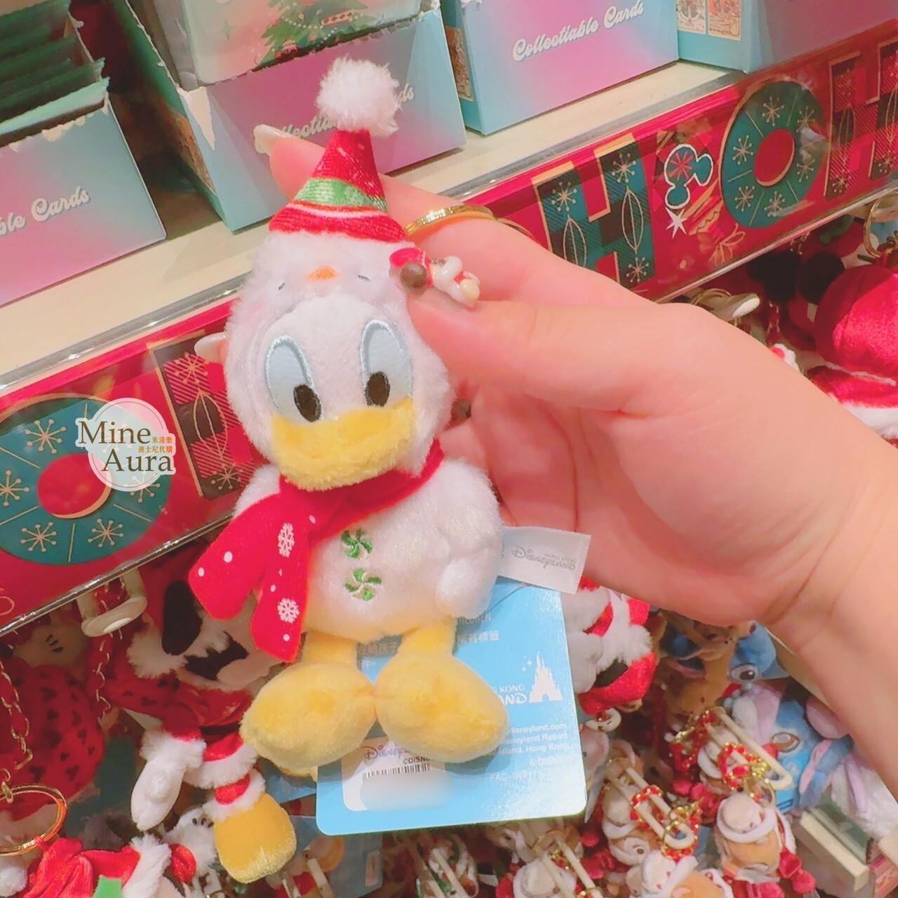 聖誕節系列 唐老鴨 Donald 絨毛 吊飾 鑰匙圈 -香港迪士尼樂園