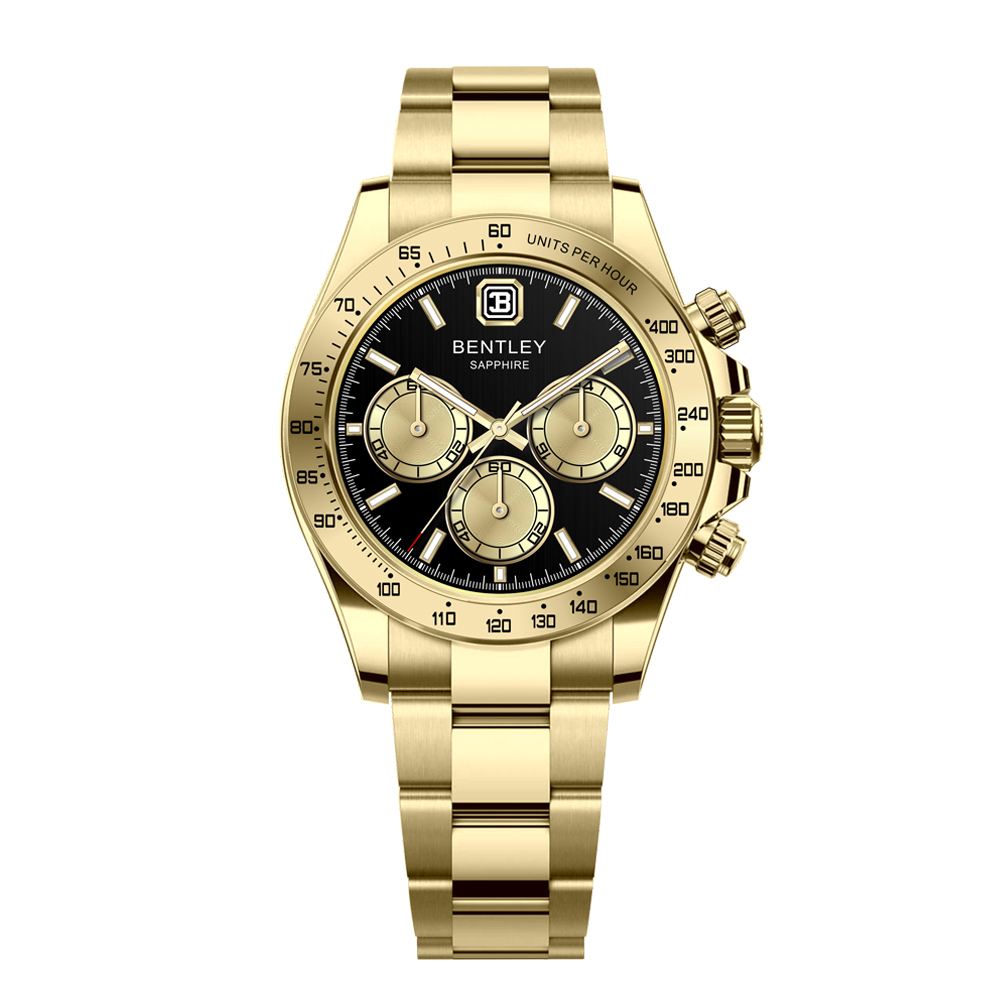 【BENTLEY賓利】THE ASTRA星耀系列 沉耀 金奢 真三眼 夜光 不鏽鋼 石英 手錶