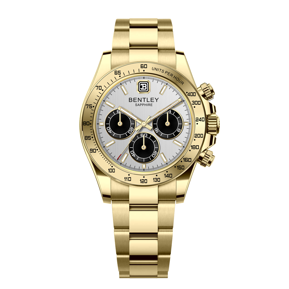 【BENTLEY賓利】THE ASTRA星耀系列 沉耀 金奢 真三眼 夜光 不鏽鋼 石英 手錶