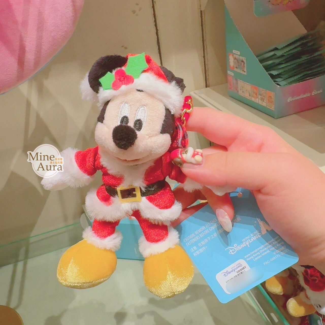 聖誕節系列 米奇 Mickey 絨毛 吊飾 鑰匙圈 -香港迪士尼樂園