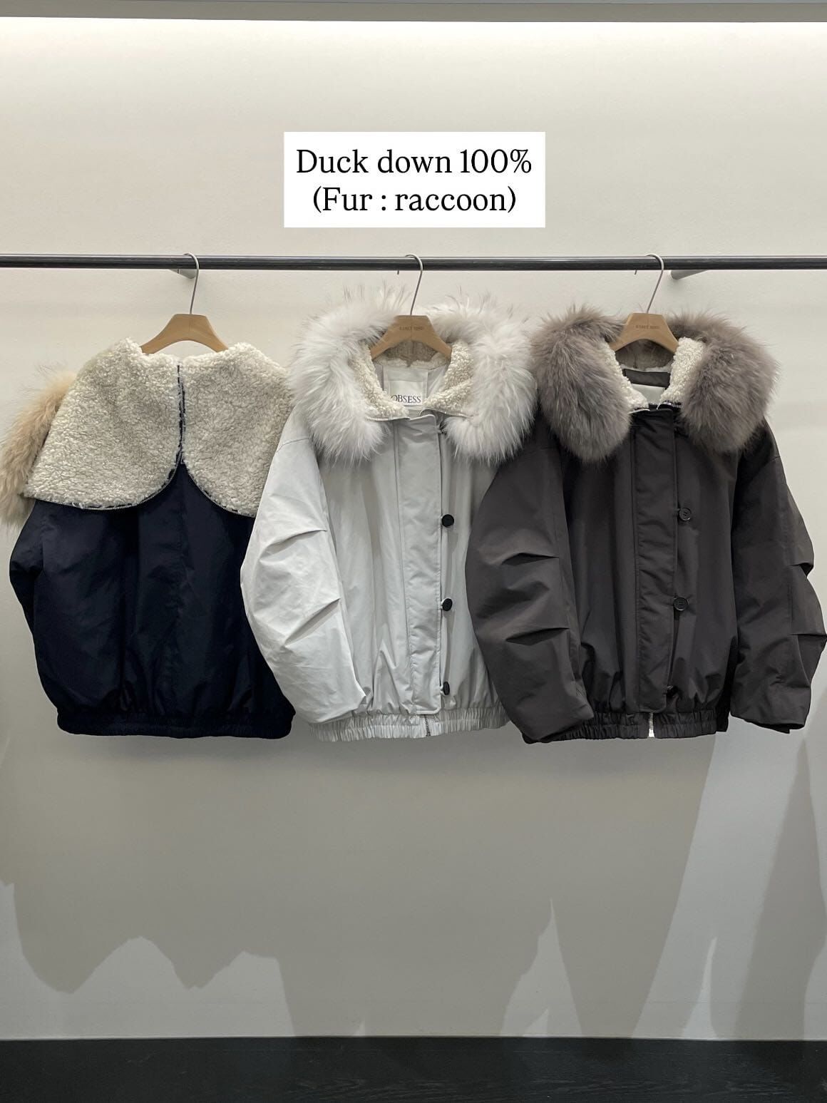 OB5201 高級貉毛領短款鴨絨外套