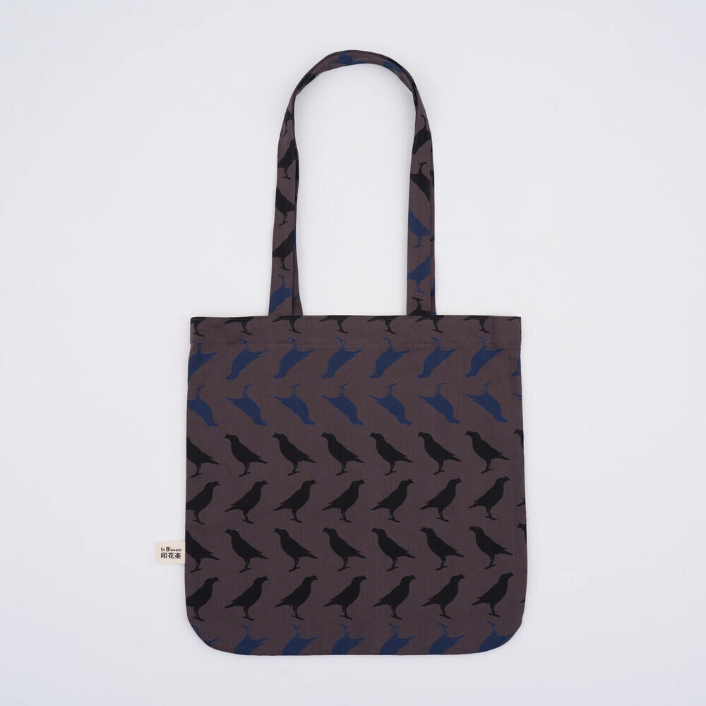 Happy Square Tote Bag/Crested Myna No.5/Blacksmith